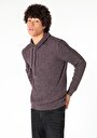 thumb-Afișați detalii pentru Pulover Slim Fit Turtle Neck Jacquard Pentru Bărbați Burgundy