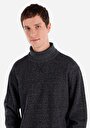 thumb-Afișați detalii pentru Confort Fit Turtleneck Drept Bărbați Negru Tricou Cu Mânecă Lungă