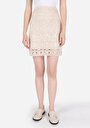 thumb-Afișați detalii pentru Regular Fit Jacquard Fermoar Fustă Ecru Pentru Femei