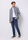 thumb-Afișați detalii pentru Cămașă Cu Gât În Carouri Cămașă Cu Mânecă Lungă Bleumarin Pentru Bărbați
