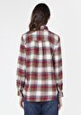 thumb-Afișați detalii pentru Cămașă Cu Gât În Carouri Cămașă Cu Mânecă Lungă Visiniu Pentru Femei