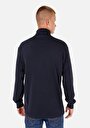 thumb-Afișați detalii pentru Comfort Fit Turtleneck Drept Bărbați Bleumarin Tricou Cu Mânecă Lungă