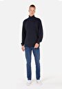 thumb-Afișați detalii pentru Comfort Fit Turtleneck Drept Bărbați Bleumarin Tricou Cu Mânecă Lungă