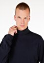 thumb-Afișați detalii pentru Comfort Fit Turtleneck Drept Bărbați Bleumarin Tricou Cu Mânecă Lungă