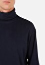 thumb-Afișați detalii pentru Comfort Fit Turtleneck Drept Bărbați Bleumarin Tricou Cu Mânecă Lungă