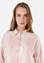 thumb-Afișați detalii pentru Cămașă Relax Fit Cămașă Cu Gât Cămașă Roz Cu Mânecă Lungă Pentru Femei