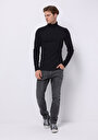 thumb-Afișați detalii pentru Slim Fit Half Turtleneck Drept Bărbați Bleumarin Tricou Cu Mânecă Lungă