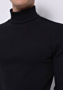 thumb-Afișați detalii pentru Slim Fit Half Turtleneck Drept Bărbați Bleumarin Tricou Cu Mânecă Lungă
