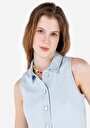 thumb-Afișați detalii pentru Vestă Albastră Pentru Femei Regular Fit