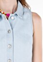 thumb-Afișați detalii pentru Vestă Albastră Pentru Femei Regular Fit