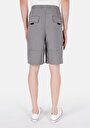 thumb-Afișați detalii pentru Pantaloni Scurți Gri Pentru Bărbați Comfort Fit Mid Waist Straight