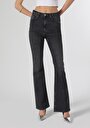 thumb-Afișați detalii pentru Regular Fit Mid Waist Bootcut Blugi Negri Pentru Femei