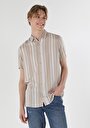 thumb-Afișați detalii pentru Cămașă Cu Dungi Cămașă Cu Mânecă Scurtă Bej Pentru Bărbați