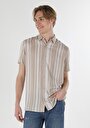thumb-Afișați detalii pentru Cămașă Cu Dungi Cămașă Cu Mânecă Scurtă Bej Pentru Bărbați