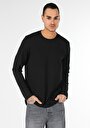 thumb-Afișați detalii pentru Tricou Cu Maneca Lunga De Barbati Negru Regular Fit  Cl1057320