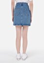 thumb-Afișați detalii pentru Fustă Din Denim Pentru Femei Cu Nasturi Drepți Slim Fit