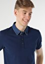 thumb-Afișați detalii pentru Slim Fit Polo Collar Drept Bărbați Bleumarin Tricou Cu Mânecă Scurtă