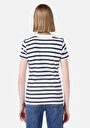 thumb-Afișați detalii pentru Slim Fit Round Neck Striped Tricou Cu Mânecă Scurtă Pentru Femei Bleumarin