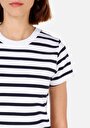 thumb-Afișați detalii pentru Slim Fit Round Neck Striped Tricou Cu Mânecă Scurtă Pentru Femei Bleumarin