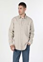 thumb-Afișați detalii pentru Camasa Cu Maneca Lunga De Barbati Bej Comfort Fit  Cl1059808