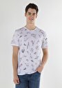 thumb-Afișați detalii pentru Regular Fit Round Neck Printed Tricou Alb Cu Mânecă Scurtă Pentru Bărbați
