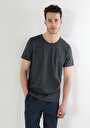 thumb-Afișați detalii pentru Regular Fit Round Neck Drept Bărbați Antracit Tricou Cu Mânecă Scurtă