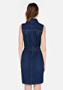 thumb-Afișați detalii pentru Rochie Albastră Fără Mâneci Pentru Femei Slim Fit