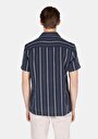 thumb-Afișați detalii pentru Cămașă Cu Dungi Cămașă Cu Mânecă Scurtă Bleumarin Pentru Bărbați