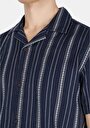 thumb-Afișați detalii pentru Cămașă Cu Dungi Cămașă Cu Mânecă Scurtă Bleumarin Pentru Bărbați