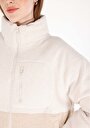 thumb-Afișați detalii pentru Palton Ecru Pentru Femei Regular Fit Stand Neck