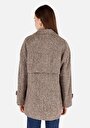 thumb-Afișați detalii pentru Palton Bej Pentru Femei Cu Guler Clasic Regular Fit