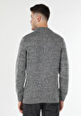 thumb-Afișați detalii pentru Pulover Gri Pentru Bărbați Regular Fit Half Turtleneck Jacquard
