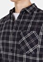 thumb-Afișați detalii pentru Cămașă Cu Gât În Carouri Cămașă Neagră Cu Mânecă Lungă Pentru Bărbați