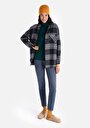 thumb-Afișați detalii pentru Regular Fit Hooded Plaid Cămașă Cu Mânecă Lungă Antracit Pentru Femei