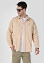 thumb-Afișați detalii pentru Cămașă Cu Mânecă Lungă Bej Pentru Bărbați Cu Guler Clasic Cu Guler Supradimensionat