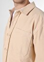 thumb-Afișați detalii pentru Cămașă Cu Mânecă Lungă Bej Pentru Bărbați Cu Guler Clasic Cu Guler Supradimensionat