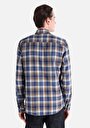 thumb-Afișați detalii pentru Cămașă Slim Fit Gât În Carouri Cămașă Albastră Cu Mânecă Lungă Pentru Bărbați