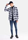 thumb-Afișați detalii pentru Cămașă Cu Gât În Carouri Cămașă Albastră Cu Mânecă Lungă Pentru Bărbați