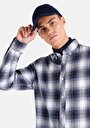 thumb-Afișați detalii pentru Cămașă Cu Gât În Carouri Cămașă Albastră Cu Mânecă Lungă Pentru Bărbați