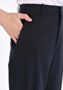 thumb-Afișați detalii pentru Regular Fit Rose Waist Wide Leg Pantaloni Bleumarin Pentru Femei