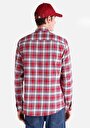 thumb-Afișați detalii pentru Cămașă Slim Fit Gât În Carouri Cămașă Roșie Cu Mânecă Lungă Pentru Bărbați