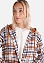 thumb-Afișați detalii pentru Regular Fit Hooded Plaid Cămașă Cu Mânecă Lungă Maro Pentru Femei