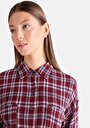 thumb-Afișați detalii pentru Cămașă Cu Gât În Carouri Cămașă Cu Mânecă Lungă Visiniu Pentru Femei