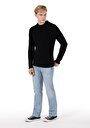 thumb-Afișați detalii pentru Pulover Negru Pentru Bărbați Cu Gât Rotund Regular Fit