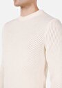 thumb-Afișați detalii pentru Pulover Ecru Pentru Bărbați Cu Gât Rotund Regular Fit