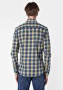 thumb-Afișați detalii pentru Cămașă Slim Fit Gât În Carouri Cămașă Albastră Cu Mânecă Lungă Pentru Bărbați
