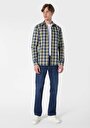 thumb-Afișați detalii pentru Cămașă Slim Fit Gât În Carouri Cămașă Albastră Cu Mânecă Lungă Pentru Bărbați
