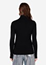 thumb-Afișați detalii pentru Pulover Negru Pentru Femei Cu Guler Înalt Slim Fit