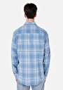 thumb-Afișați detalii pentru Cămașă Cu Gât În Carouri Cămașă Albastră Cu Mânecă Lungă Pentru Bărbați