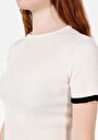 thumb-Afișați detalii pentru Pulover Cu Mâneci Scurte De Dama Ecru Slim Fit  Cl1072523